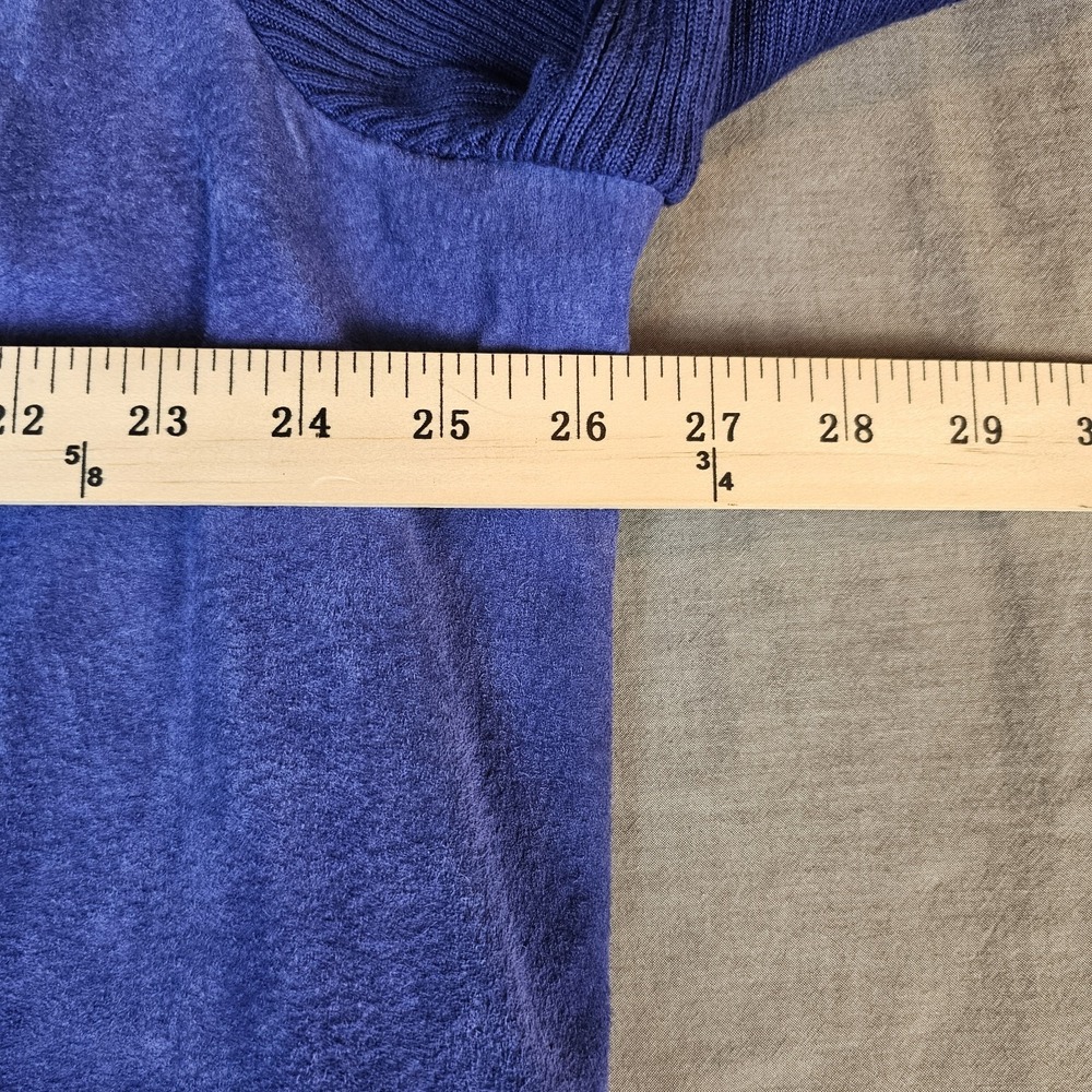 Jessica London Blue Suede Leather Ribbed Knit Full Zip Jacket Women 30/32 US 3X - Picture 9 of 11